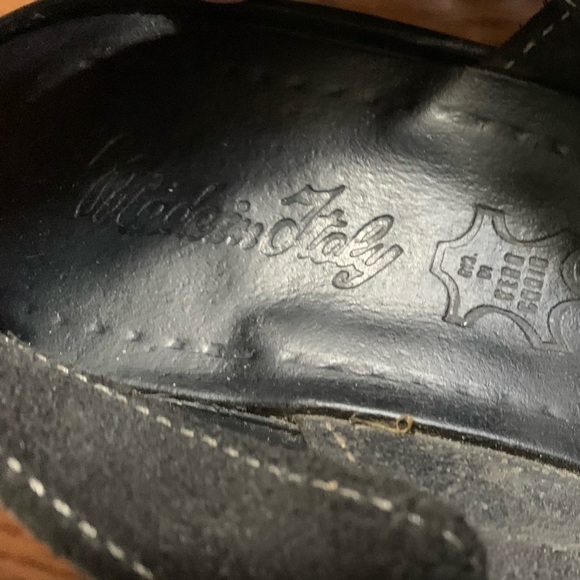 | 7 | Navy blue platform wedge heel, white stitching, genuine leather - Picture 3 of 7